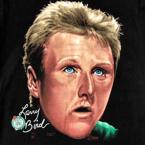 Vintage 1991 NBA Boston Celtics Larry Bird Salem Sportswear Big Face T-Shirt (M)