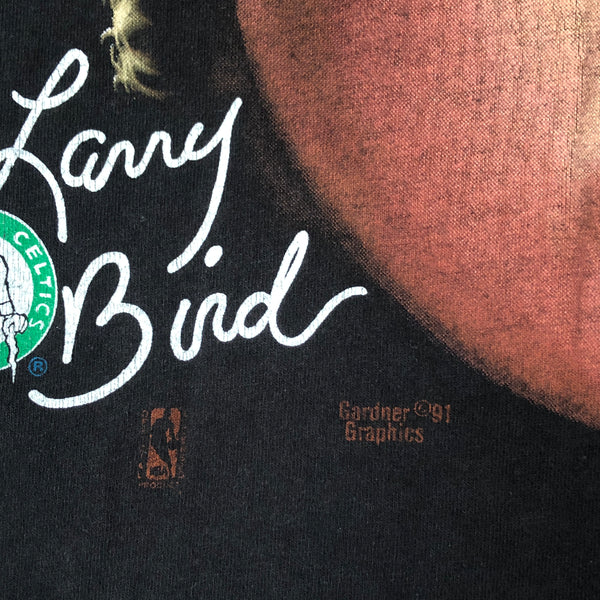 Vintage 1991 NBA Boston Celtics Larry Bird Salem Sportswear Big Face T-Shirt (M)