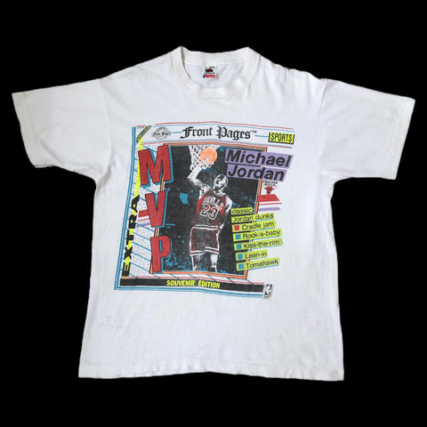 Vintage NBA Chicago Bulls Michael Jordan 1991 MVP Front Pages T-Shirt (L)