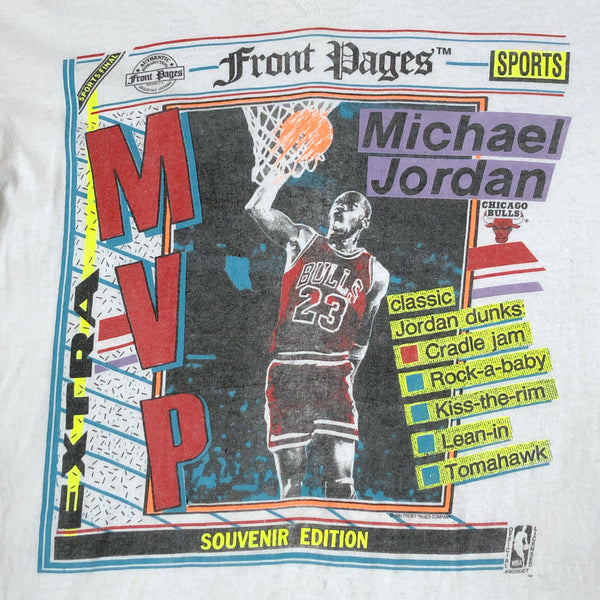 Vintage NBA Chicago Bulls Michael Jordan 1991 MVP Front Pages T-Shirt (L)