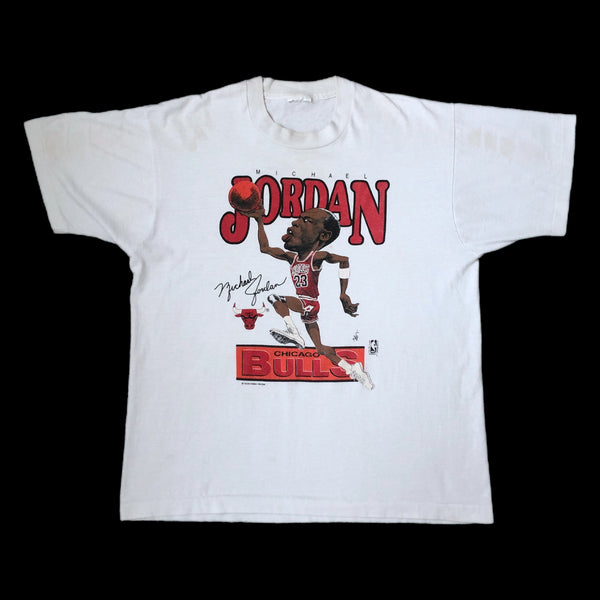Vintage NBA Chicago Bulls Michael Jordan Salem Sportswear Caricature T-Shirt (L)