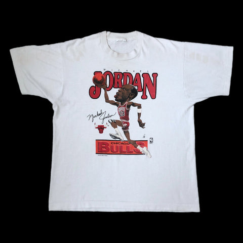 Vintage NBA Chicago Bulls Michael Jordan Salem Sportswear Caricature T-Shirt (L)