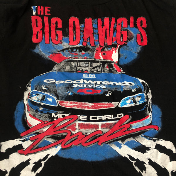 Vintage 1997 NASCAR Dale Earnhardt "The Big Dawg's Back...So Stay On The Porch" All Over Print T-Shirt (XL)