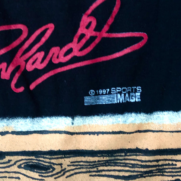 Vintage 1997 NASCAR Dale Earnhardt "The Big Dawg's Back...So Stay On The Porch" All Over Print T-Shirt (XL)