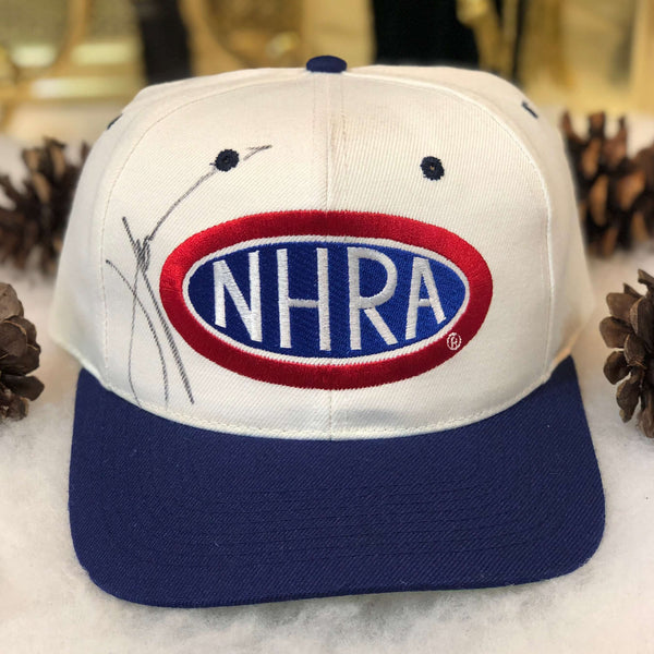 Vintage NHRA National Hot Rod Association John Force Autographed Wool Snapback Hat