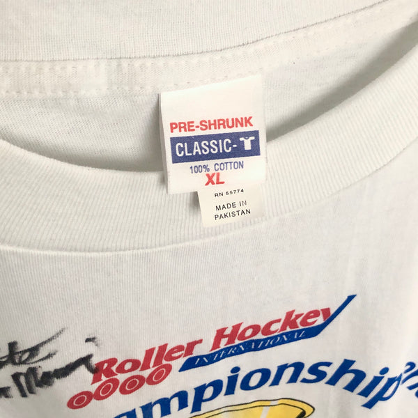 Vintage Deadstock NWOT 1997 RHI Roller Hockey International World Championship Series The Murphy Cup New Jersey Rockin' Rollers vs. Anaheim Bullfrogs T-Shirt (XL)