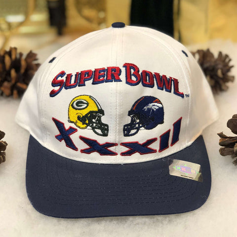 Vintage Deadstock NWOT NFL Super Bowl XXXII Green Bay Packers Denver Broncos Logo 7 Twill Snapback Hat