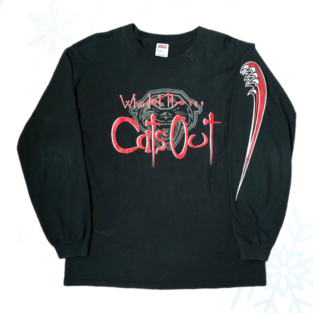Vintage WCHL Tacomba Sabercats "Who Let The Cats Out" Long Sleeve Shirt (L)