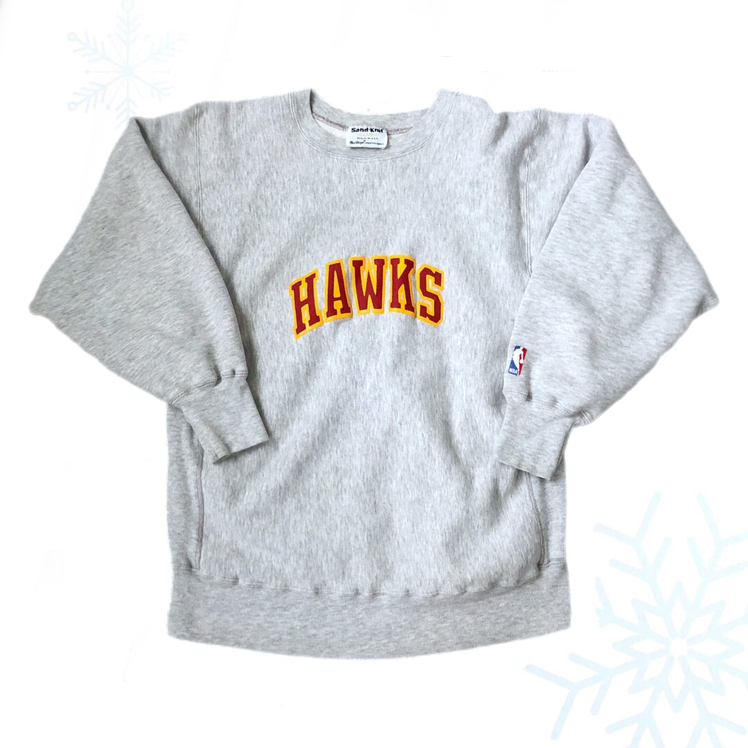 Vintage NBA Atlanta Hawks Sand Knit Reverse Weave Crewneck Sweatshirt (L)
