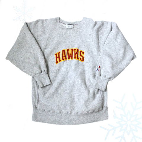Vintage NBA Atlanta Hawks Sand Knit Reverse Weave Crewneck Sweatshirt (L)