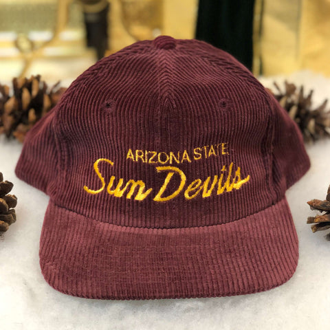 Vintage NCAA Arizona State Sun Devils Twins Enterprise Script Corduroy Snapback Hat