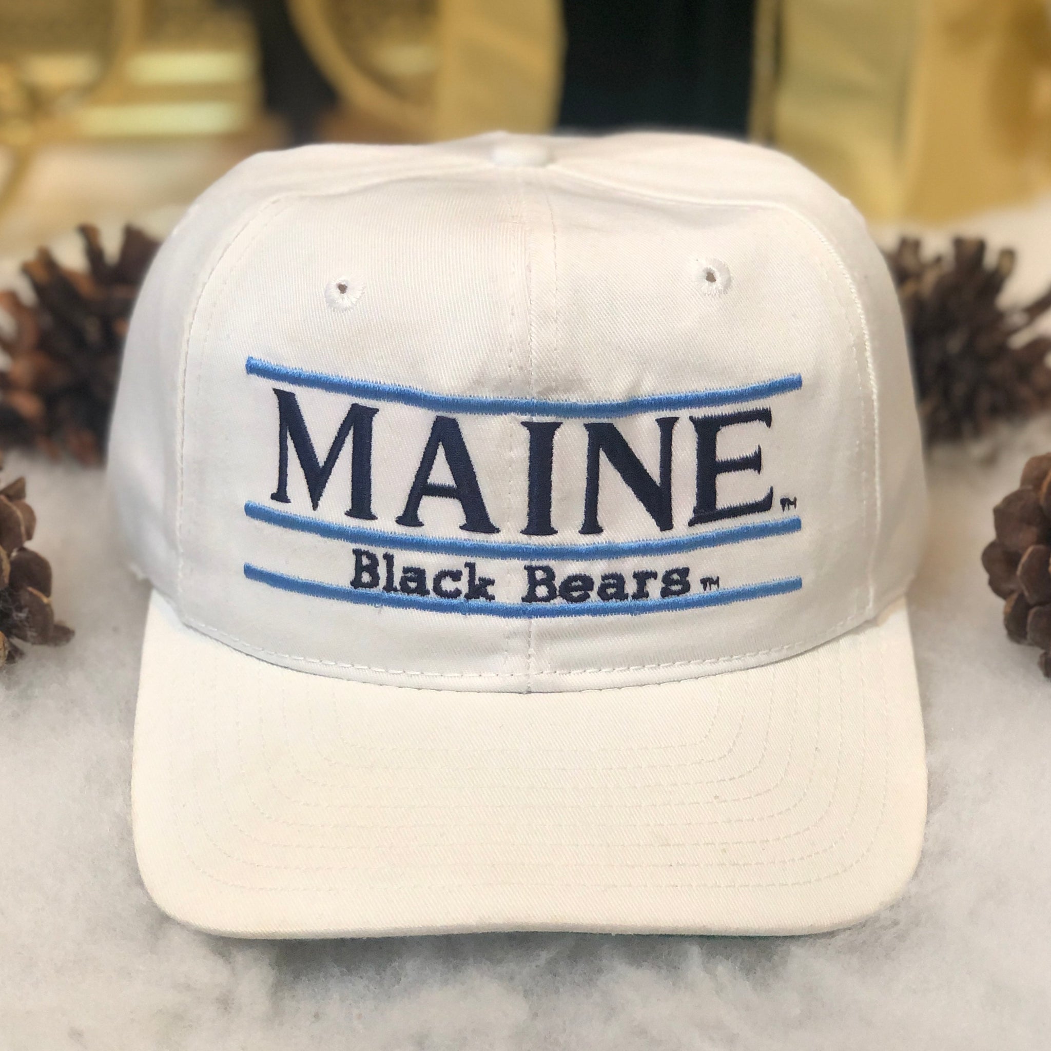 Vintage NCAA Maine Black Bears The Game Split Bar Twill Snapback Hat