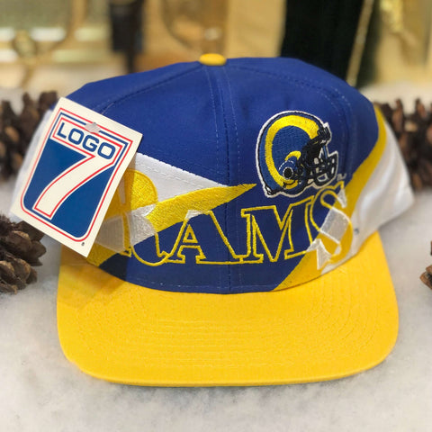 Vintage Deadstock NWT NFL Los Angeles Rams Logo 7 Twill Snapback Hat