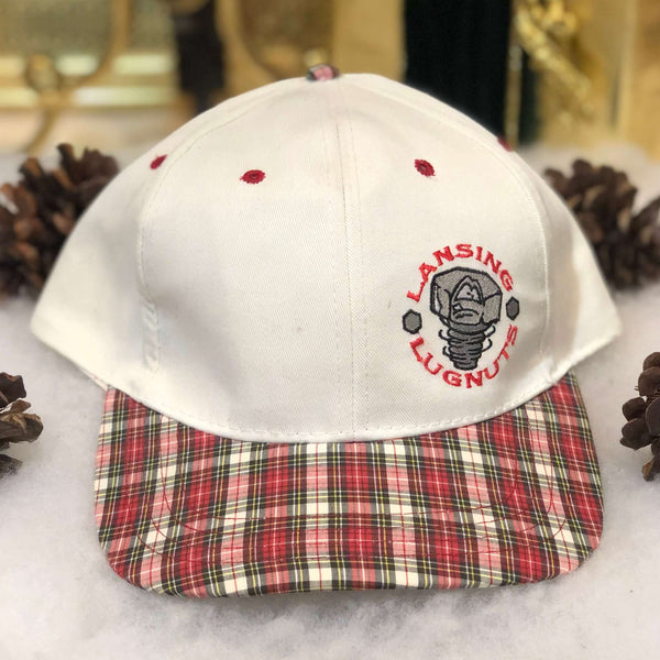 Vintage MiLB Lansing Lugnuts Outdoor Cap Twill Plaid Brim Snapback Hat