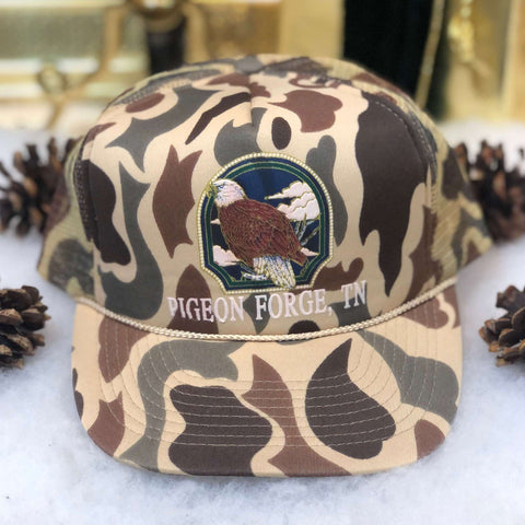 Vintage Deadstock NWOT Pigeon Forge Tennessee Bald Eagle Camouflage Hunting Trucker Hat