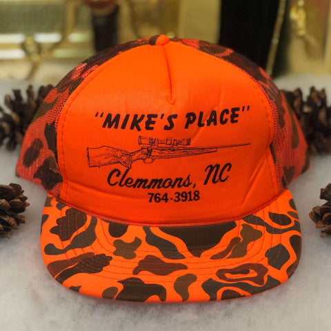 Vintage Deadstock NWOT Mike's Place Clemmons NC Blaze Orange Hunting Trucker Hat