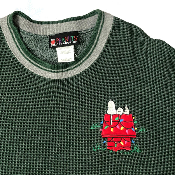 Vintage Peanuts Snoopy Christmas Thermal Crewneck Sweatshirt (XL)