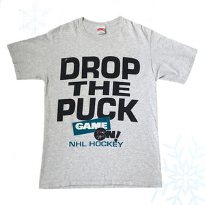 Vintage NHL San Jose Sharks Drop The Puck Game On! Nutmeg Mills T-Shirt (L)