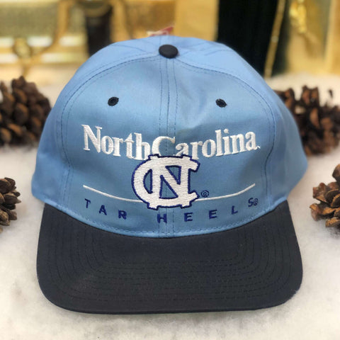 Vintage Deadstock NWT NCAA UNC North Carolina Tar Heels Twins Enterprise Bar Line Twill Snapback Hat