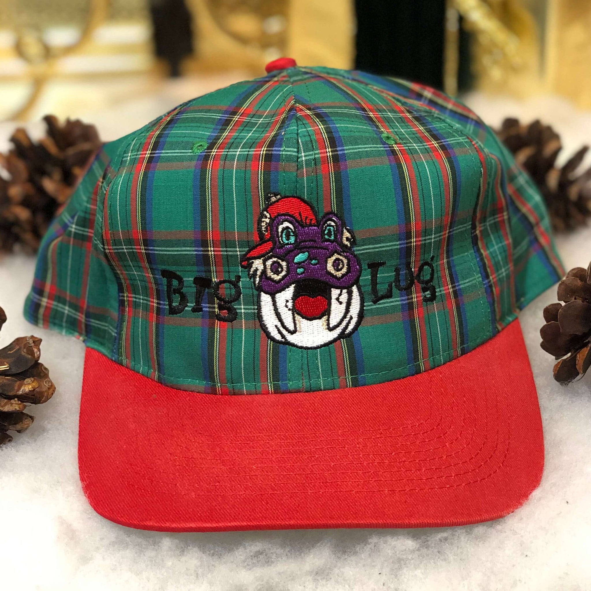 Vintage MiLB Lansing Lugnuts Big Lug Mascot Plaid Snapback Hat