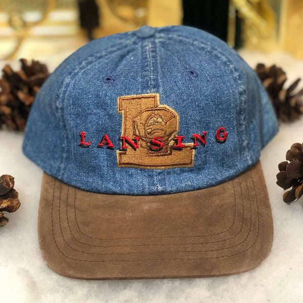 Vintage MiLB Lansing Lugnuts Outdoor Cap Denim Strapback Hat