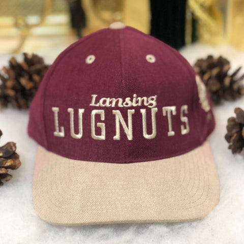 Vintage MiLB Lansing Lugnuts Maroon Outdoor Cap Strapback Hat