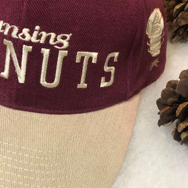 Vintage MiLB Lansing Lugnuts Maroon Outdoor Cap Strapback Hat