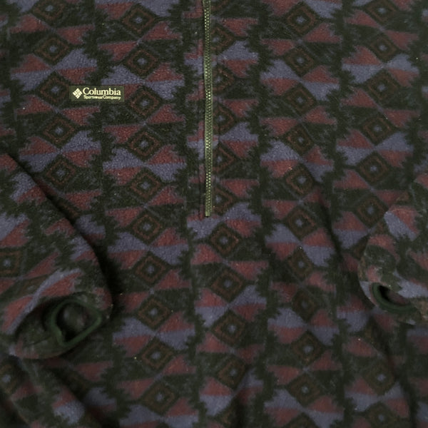 Vintage Columbia Sportswear Geometric Aztec Pattern Pullover Half-Zip Fleece (XL)
