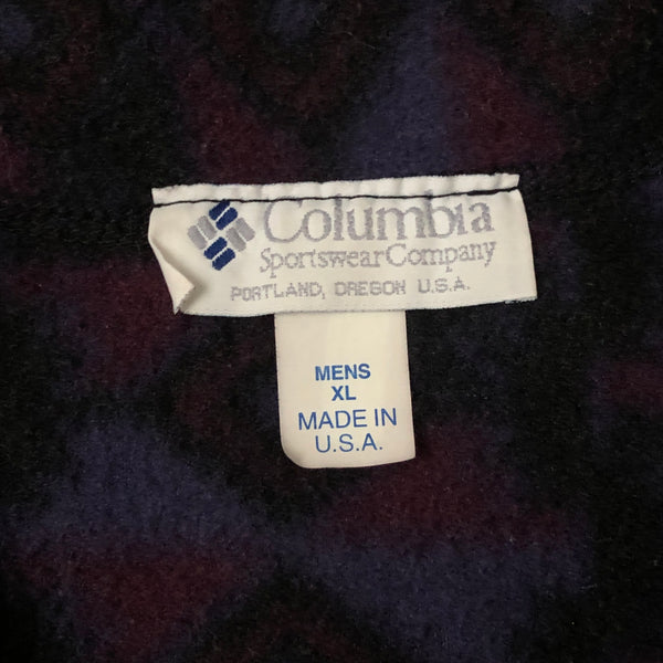 Vintage Columbia Sportswear Geometric Aztec Pattern Pullover Half-Zip Fleece (XL)