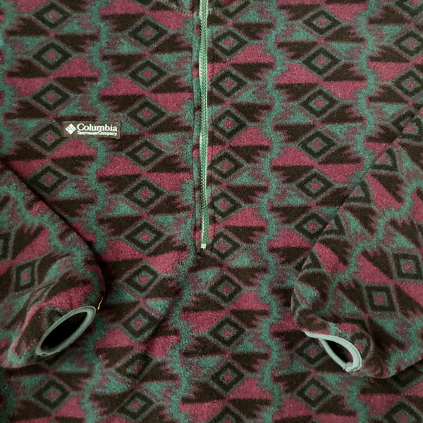 Vintage Columbia Sportswear Geometric Aztec Pattern Pullover Half-Zip Fleece (L)
