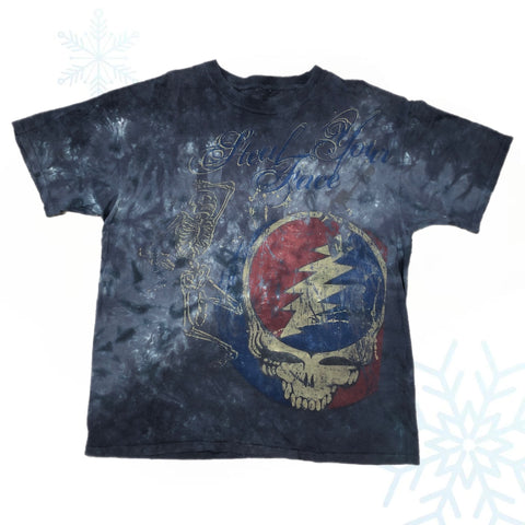 Grateful Dead Steal Your Face y2k Tie-Dye All Over Print T-Shirt (XL)