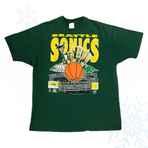 Vintage NBA Seattle Supersonics Front Pages T-Shirt (XL)