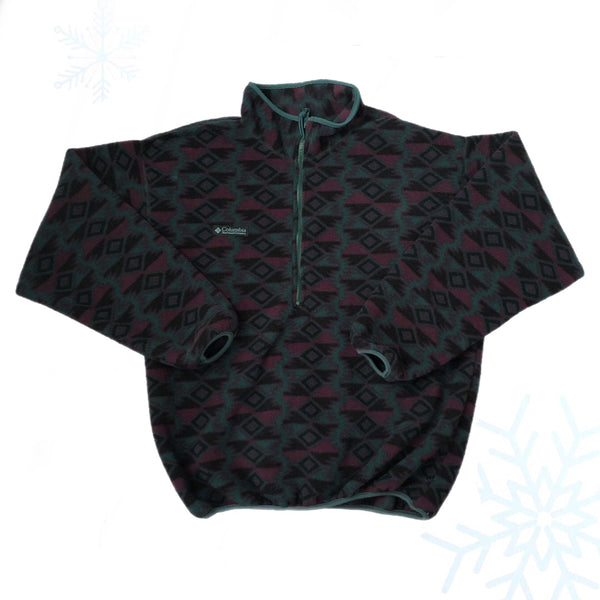 Vintage Columbia Sportswear Geometric Aztec Pattern Pullover Half-Zip Fleece (L)