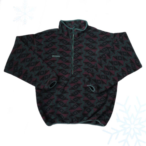Vintage Columbia Sportswear Geometric Aztec Pattern Pullover Half-Zip Fleece (L)
