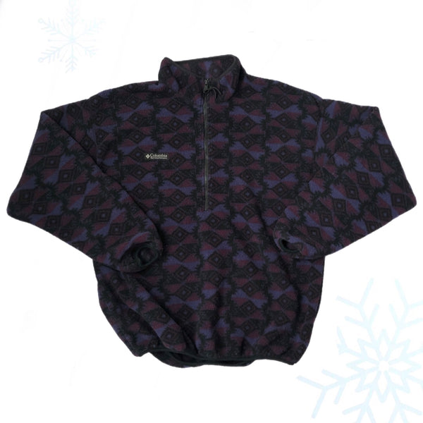 Vintage Columbia Sportswear Geometric Aztec Pattern Pullover Half-Zip Fleece (XL)