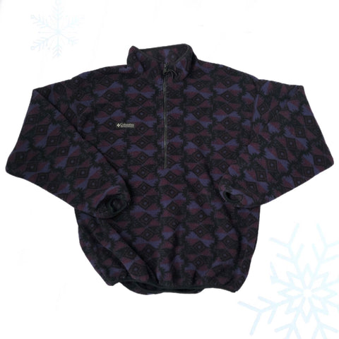 Vintage Columbia Sportswear Geometric Aztec Pattern Pullover Half-Zip Fleece (XL)