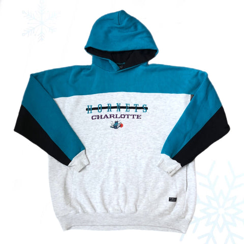 Vintage NBA Charlotte Hornets Front Row By Salem Sportswear Hoodie Sweatshirt (XL)