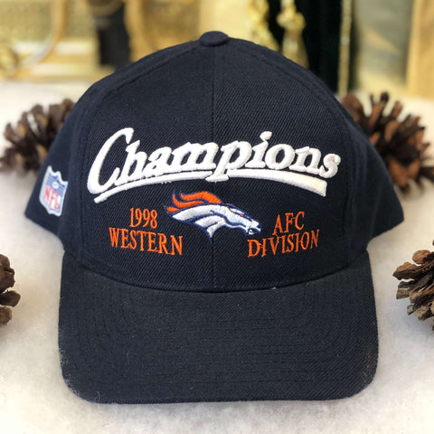 Vintage Deadstock NWOT 1998 NFL Denver Broncos AFC Champions Logo Athletic Wool Snapback Hat