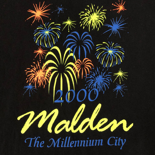 Vintage 2000 Malden Massachusetts The Millennium City New Year's Fireworks T-Shirt (XL)
