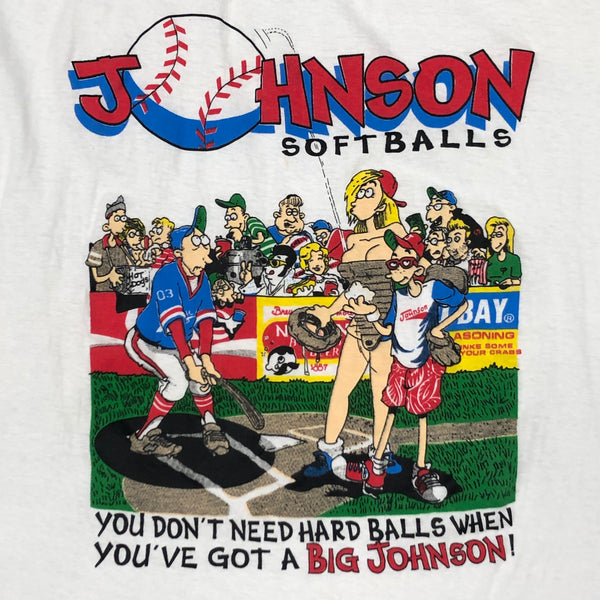 Vintage Big Johnson Softballs Humor T-Shirt (L)