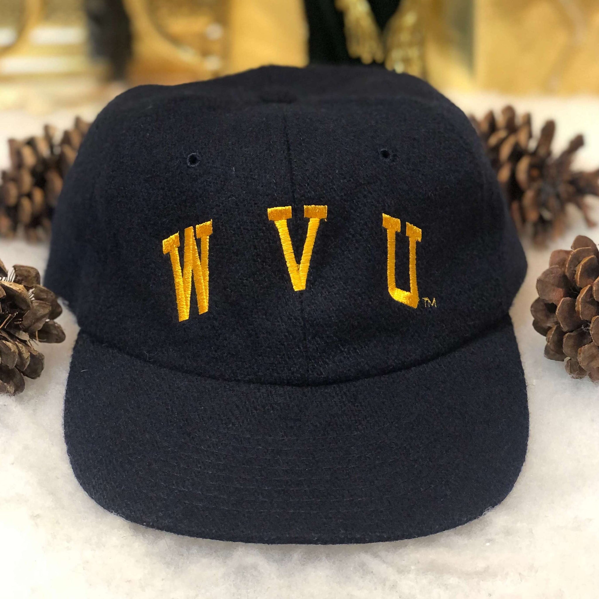 Vintage NCAA WVU West Virginia Mountaineers Champion Wool Strapback Hat
