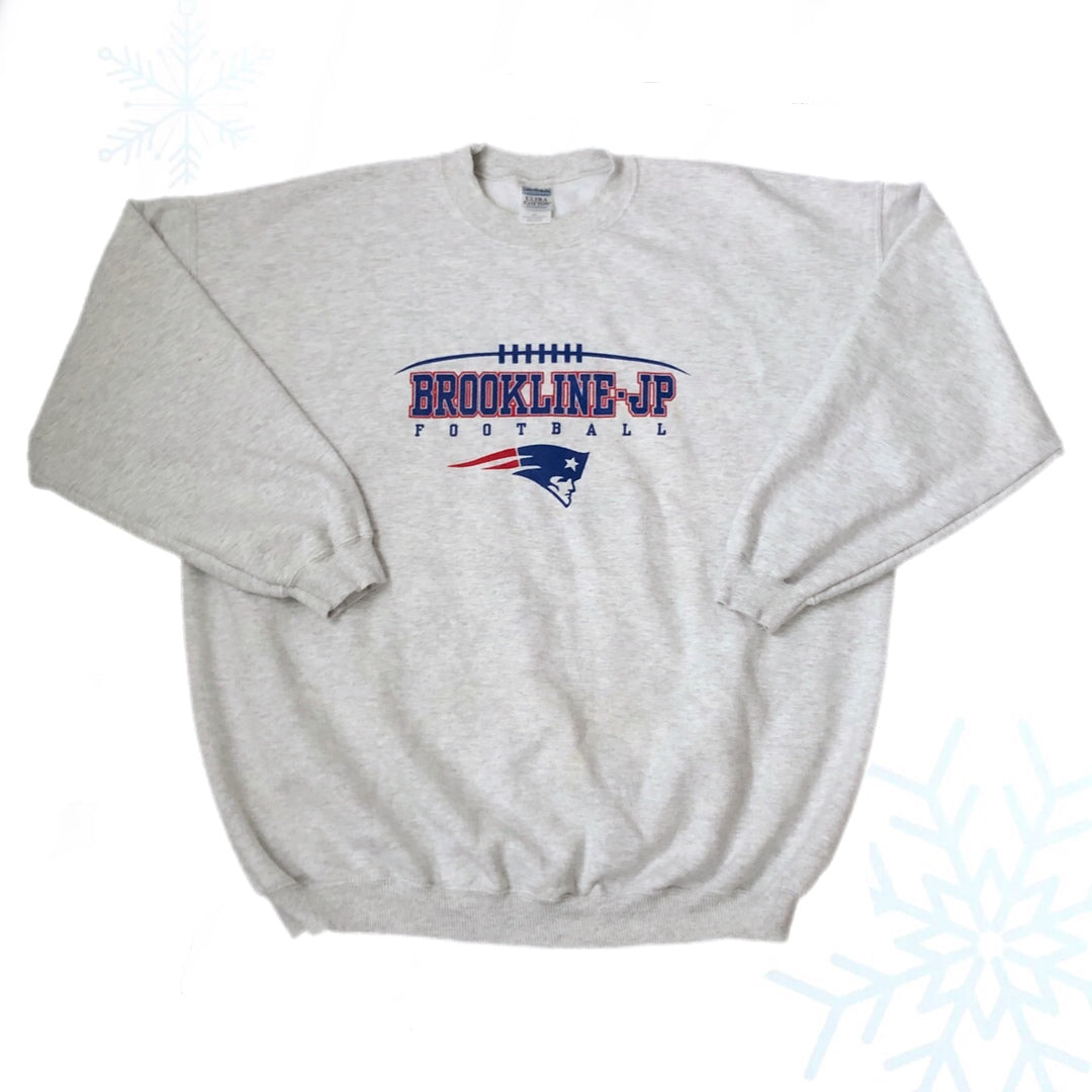 Vintage Brookline-Jamaica Plain Patriots Youth Pop Warner Football Crewneck Sweatshirt (XXL)