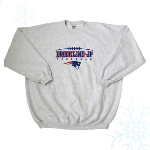 Vintage Brookline-Jamaica Plain Patriots Youth Pop Warner Football Crewneck Sweatshirt (XXL)
