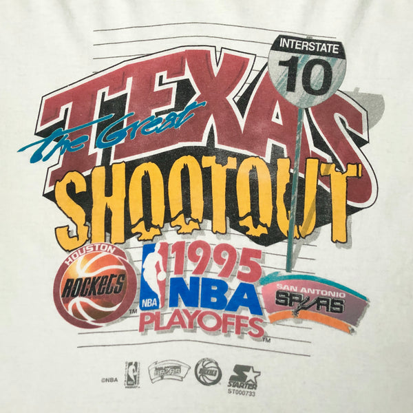 Vintage 1995 NBA Playoffs "The Great Texas Shootout" Houston Rockets San Antonio Spurs T-Shirt (L)