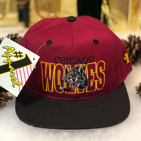 Vintage Deadstock NWT IHL Chicago Wolves #1 Apparel Wool Snapback Hat