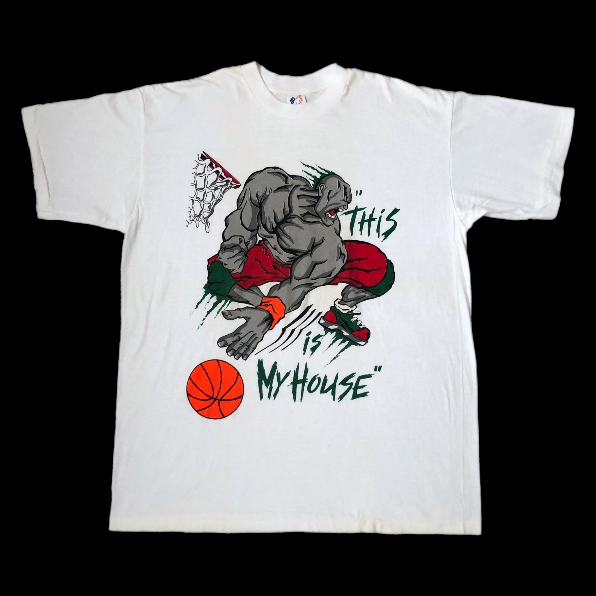 Vintage Deadstck NWOT "This Is My House!" Basketball T-Shirt (XL)