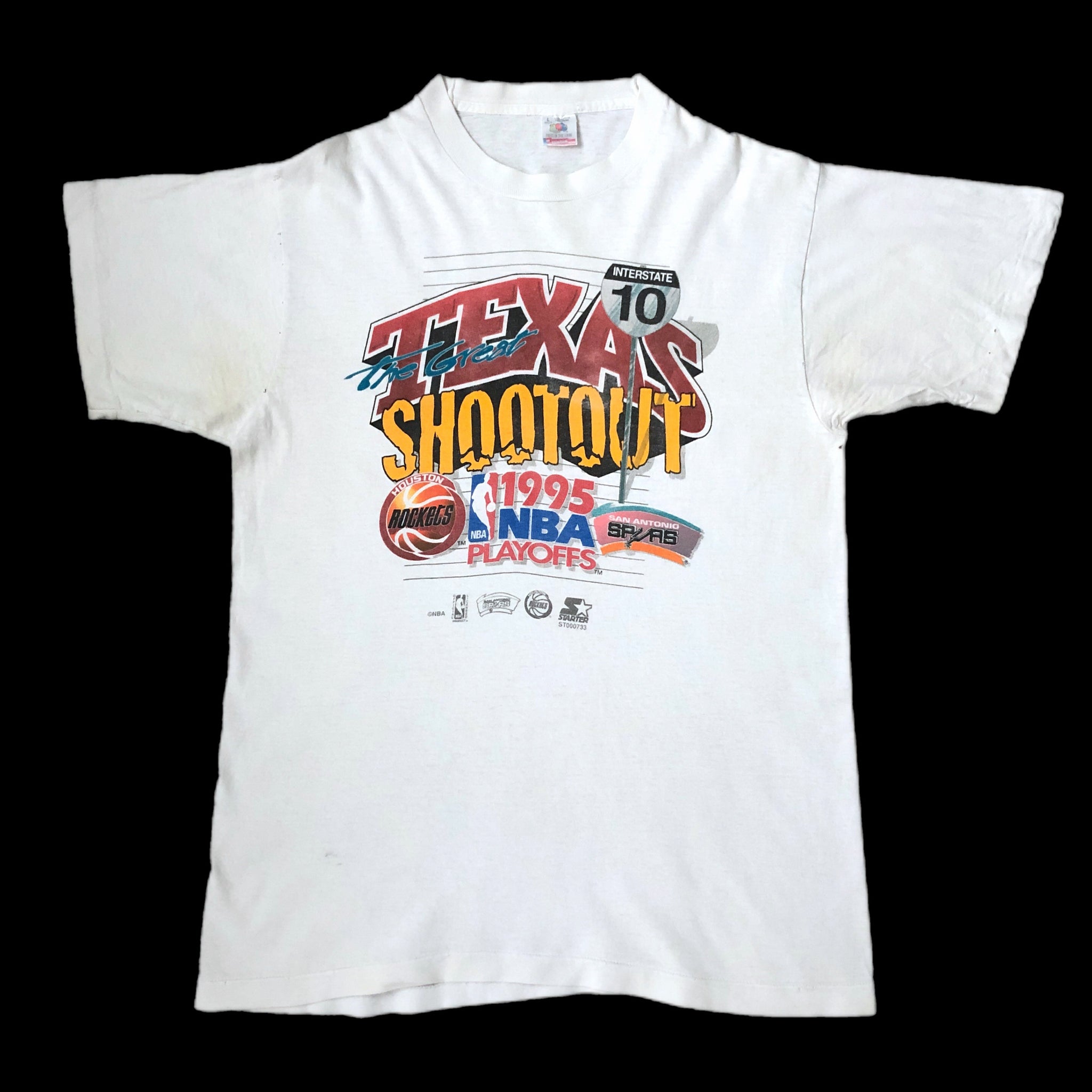 Vintage 1995 NBA Playoffs "The Great Texas Shootout" Houston Rockets San Antonio Spurs T-Shirt (L)