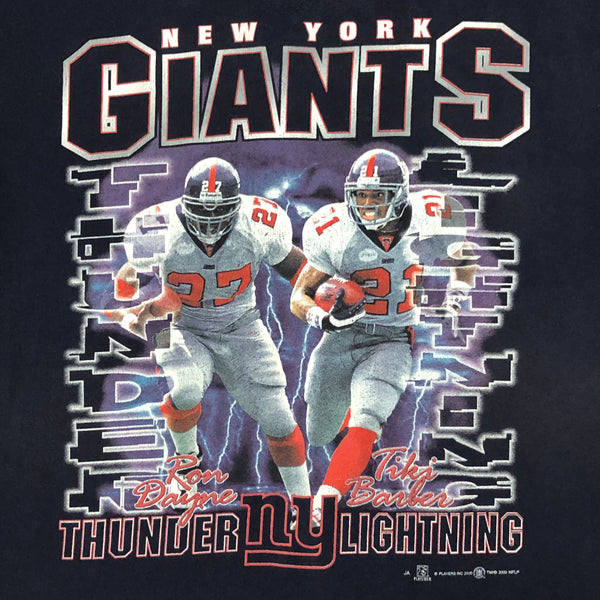 Vintage 2000 NFL New York Giants Ron Dayne Tiki Barber Thunder & Lightning T-Shirt (L)