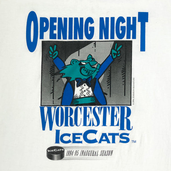 Vintage AHL Worcester IceCats 1994-95 Inaugural Season Opening Night T-Shirt (L)