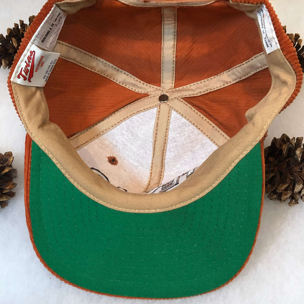 Vintage Deadstock NWOT NCAA Texas Longhorns Twins Enterprise Corduroy Snapback Hat